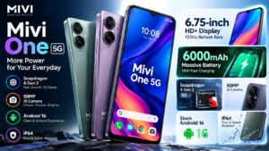 Mivi One 5G smartphone with 6.75-inch display and 6,000mAh battery