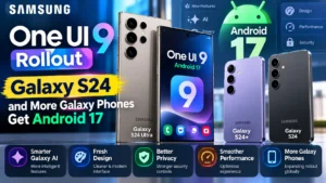 Samsung Galaxy S24 showing the One UI 9 Android 17 update rollout